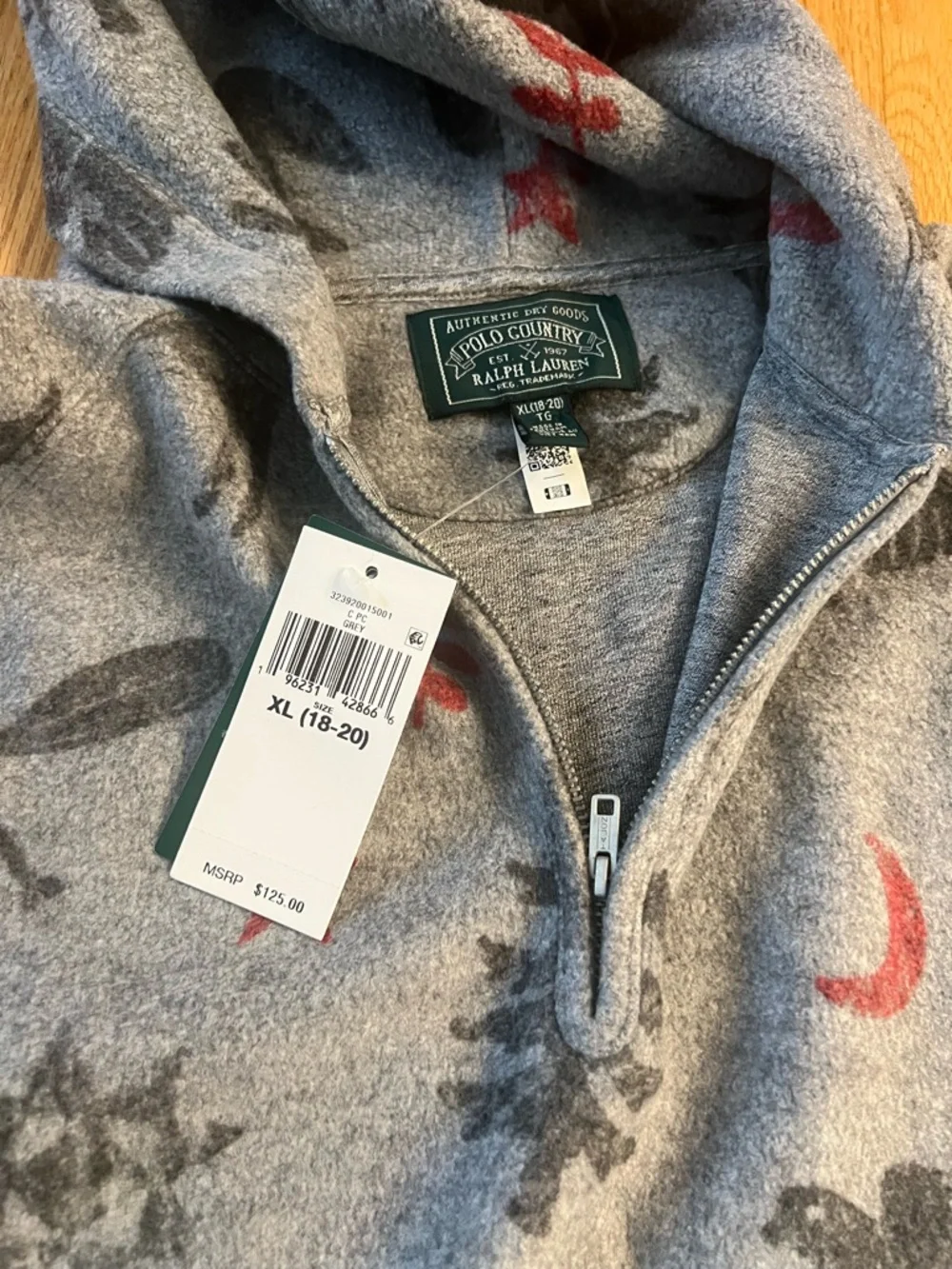 Ralph Lauren polo Grey Hoodie with Forest Animal Print sweatshirt